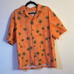 Ky’s xl Orange Palm Tree Print Men's pocket made in Hawaii USA Shirt